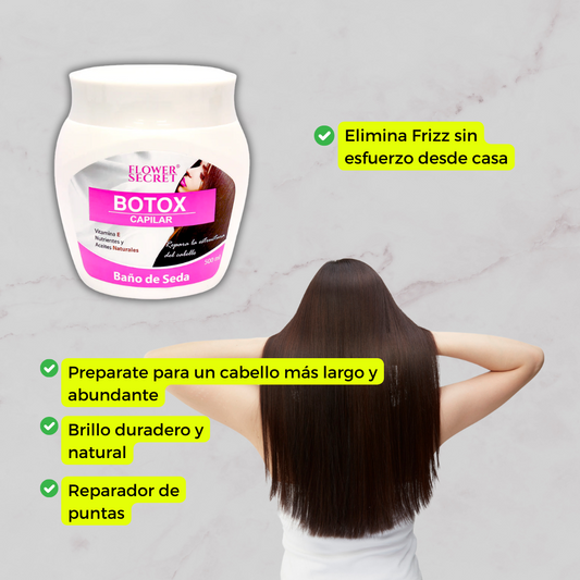 Botox Capilar baño de seda 500ml, Crema Reparadora con Keratina